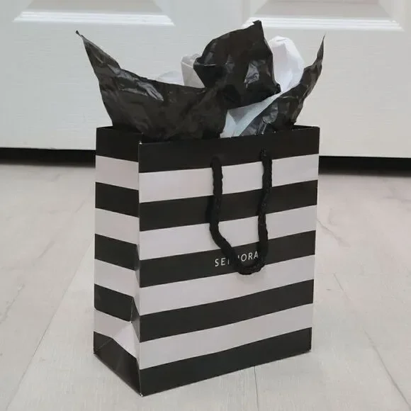 🖤🤍 SEPHORA Empty Striped Paper Shopping Gift Bag Rope Handles w/Tissues - Picture 2 of 9